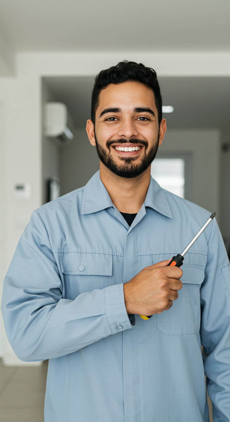 Técnico de ar-condicionado sorrindo